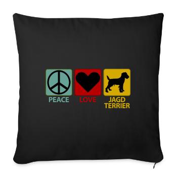 German Hunting Terrier Hunting Dog Peace Love - Sofa pillowcase 17,3'' x 17,3'' (45 x 45 cm) - black - Front
