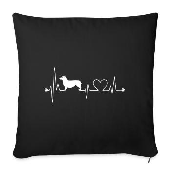 Swedish Vallhund Heart Pulse - Sofa pillowcase 17,3'' x 17,3'' (45 x 45 cm) - black - Front