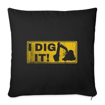 Retro Excavator Slogan Excavator Driver Construction Site - Housse de coussin décorative 45 x 45 cm - noir - Devant