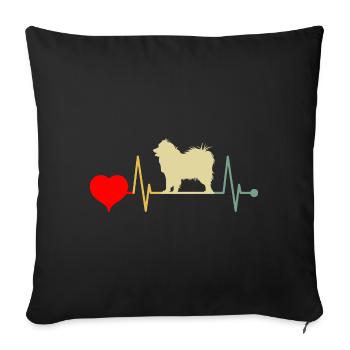 Samoyède Chien Heartbeat Vintage - Housse de coussin décorative 45 x 45 cm - noir - Devant