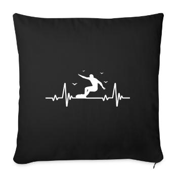 Surf, Hommes, Rythme cardiaque, ECG, Sports, Surf - Housse de coussin décorative 45 x 45 cm - noir - Devant