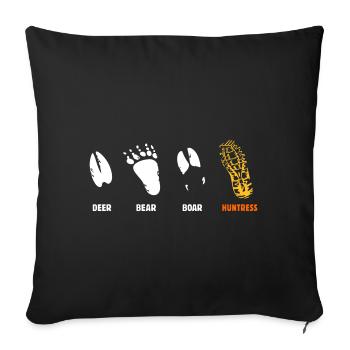 Cerf, ours, sanglier, tueuse, sceau - Housse de coussin décorative 45 x 45 cm - noir - Devant