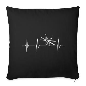 Schlagzeuger Herzschlag Schlagzeug Drumsticks - Sofakissenbezug 45 x 45 cm - Schwarz - Vorne