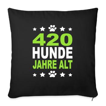 Doggie Shirt Round 60's Birthday Dog Years - Sofa pillowcase 17,3'' x 17,3'' (45 x 45 cm) - black - Front