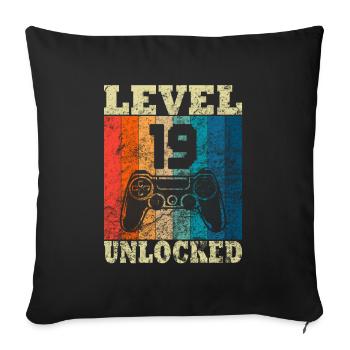 Happy Birthday - 19th birthday for gamers - Sofa pillowcase 17,3'' x 17,3'' (45 x 45 cm) - black - Front