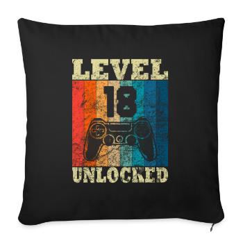Happy Birthday - 18. Geburtstag für Gamer - Sofakissenbezug 45 x 45 cm - Schwarz - Vorne