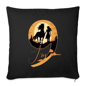 9th Birthday Horse 9 Years Girl Horses - Sofa pillowcase 17,3'' x 17,3'' (45 x 45 cm) - black - Front