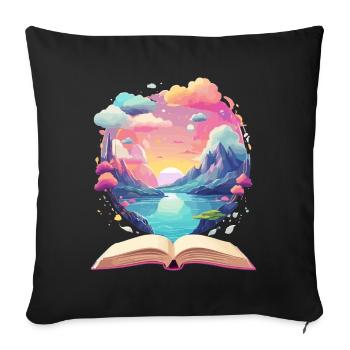 Enchanting Books Worlds - Sofa pillowcase 17,3'' x 17,3'' (45 x 45 cm) - black - Front