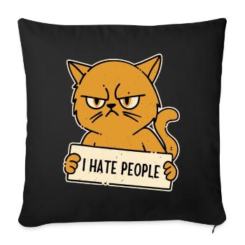 I Hate People Antisocial Cat - Sofa pillowcase 17,3'' x 17,3'' (45 x 45 cm) - black - Front