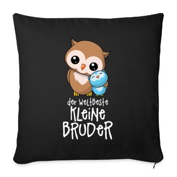 Der weltbeste kleine Bruder - Eulen Geschwister - Sofakissenbezug 45 x 45 cm - Schwarz - Vorne