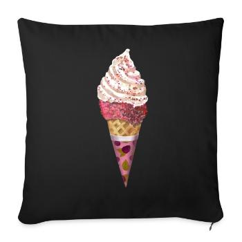 Ice cream cone Nice berry ice cream with toppings - Sofa pillowcase 17,3'' x 17,3'' (45 x 45 cm) - black - Front