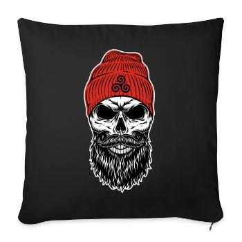 Bonnet Rouge Tête de mort avec Triskell - Housse de coussin décorative 45 x 45 cm - noir - Devant