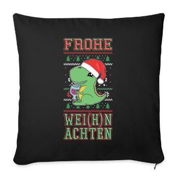 Dino Wine Joyeux Noël Noël drôle - Housse de coussin décorative 45 x 45 cm - noir - Devant