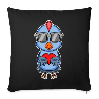 Chicken with sunglasses and heart - chicken love - Sofa pillowcase 17,3'' x 17,3'' (45 x 45 cm) - black - Front