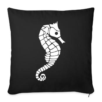 Hippocampe blanc - Housse de coussin décorative 45 x 45 cm - noir - Devant
