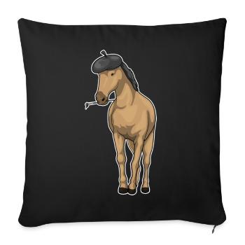 Horse Painter Brush Painting - Sofa pillowcase 17,3'' x 17,3'' (45 x 45 cm) - black - Front