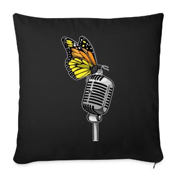 Chant papillon Chant au micro - Housse de coussin décorative 45 x 45 cm - noir - Devant