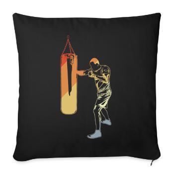Croquis de boxe vintage - Housse de coussin décorative 45 x 45 cm - noir - Devant