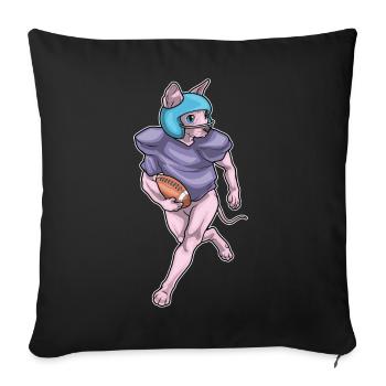 Sphynx Cat Sport de football américain - Housse de coussin décorative 45 x 45 cm - noir - Devant