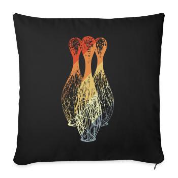 Croquis de quilles de bowling - Housse de coussin décorative 45 x 45 cm - noir - Devant