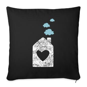 Accueil Coeur Grunge Cloud Pépinière Sweet Home - Housse de coussin décorative 45 x 45 cm - noir - Devant