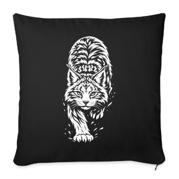 Tribal Lynx – Wild Forest Animal Motif - Sofa pillowcase 17,3'' x 17,3'' (45 x 45 cm) - black - Front