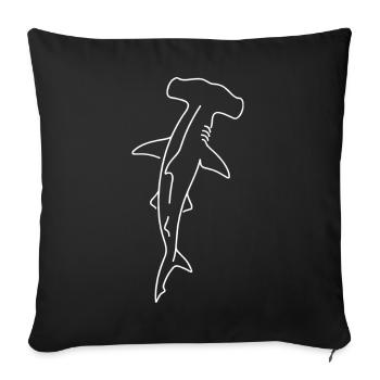 Hammerhead Shark Outline Line Drawing - Sofa pillowcase 17,3'' x 17,3'' (45 x 45 cm) - black - Front