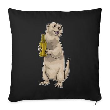 Otter Flasche Bier - Sofakissenbezug 45 x 45 cm - Schwarz - Vorne