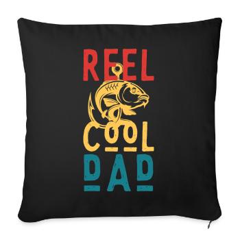 Pêche à Papa Cool – Cadeau Dad Dad Drôle - Housse de coussin décorative 45 x 45 cm - noir - Devant