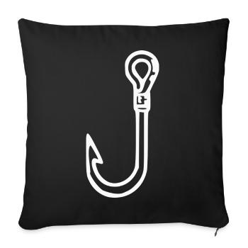 Pêche à l’hameçon blanc Pêcheur cadeau - Housse de coussin décorative 45 x 45 cm - noir - Devant