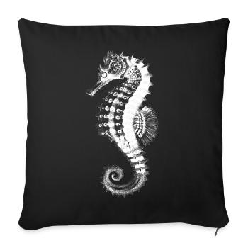 Silhouette d’hippocampe sur fond noir - Housse de coussin décorative 45 x 45 cm - noir - Devant