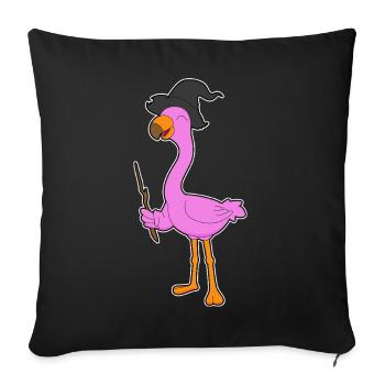 Flamingo Hexe Hexenhut - Sofakissenbezug 45 x 45 cm - Schwarz - Vorne