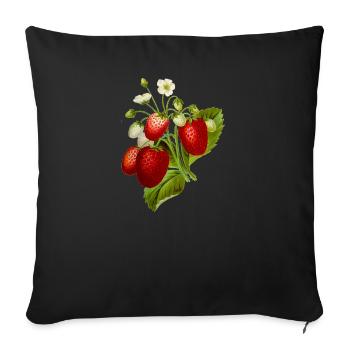 Strawberries Illustration - Sofa pillowcase 17,3'' x 17,3'' (45 x 45 cm) - black - Front