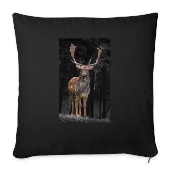 cerf - Housse de coussin décorative 45 x 45 cm - noir - Devant