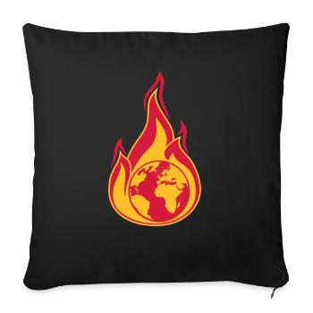 planète terre en feu accueil changement climatique mondial erw - Housse de coussin décorative 45 x 45 cm - noir - Devant