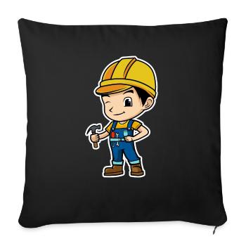 construction worker - Sofa pillowcase 17,3'' x 17,3'' (45 x 45 cm) - black - Front