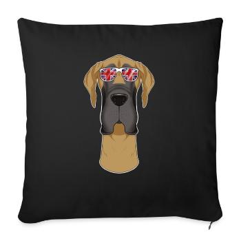 Great Dane UK Lunettes de soleil I Drapeau anglais I Union - Housse de coussin décorative 45 x 45 cm - noir - Devant