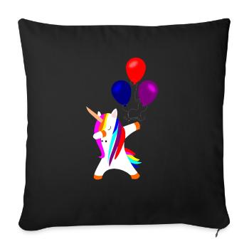 dabbing unicorn, dabbendes Einhorn Einhörner - Sofakissenbezug 45 x 45 cm - Schwarz - Vorne