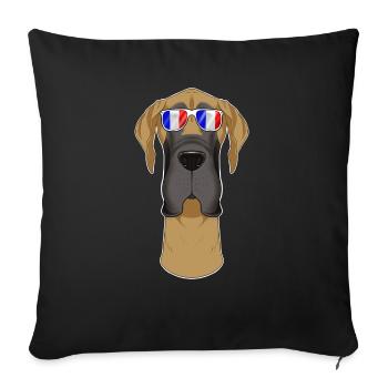 Great Dane France Lunettes de soleil I Français Flag - Housse de coussin décorative 45 x 45 cm - noir - Devant