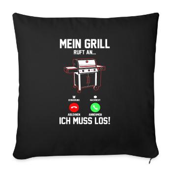 Grillparty Grillmeister Grill Grillen - Sofakissenbezug 45 x 45 cm - Schwarz - Vorne