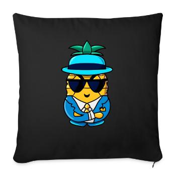 Pineapple Gangster Mafia Kawaii Design - Sofa pillowcase 17,3'' x 17,3'' (45 x 45 cm) - black - Front
