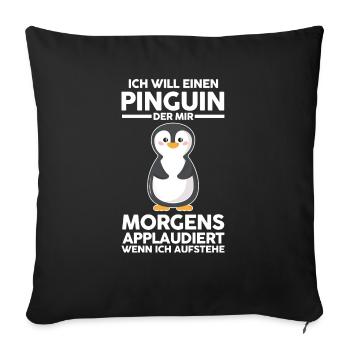 Tiermotiv Pinguin - Sofakissenbezug 45 x 45 cm - Schwarz - Vorne