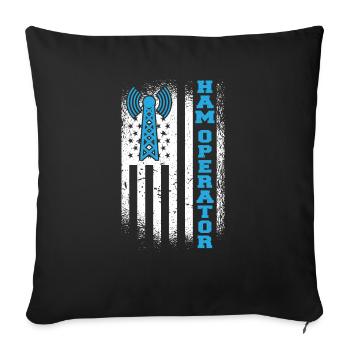 Amateur Radio Drapeau Américain Amateur Radio Signal Ham O - Housse de coussin décorative 45 x 45 cm - noir - Devant