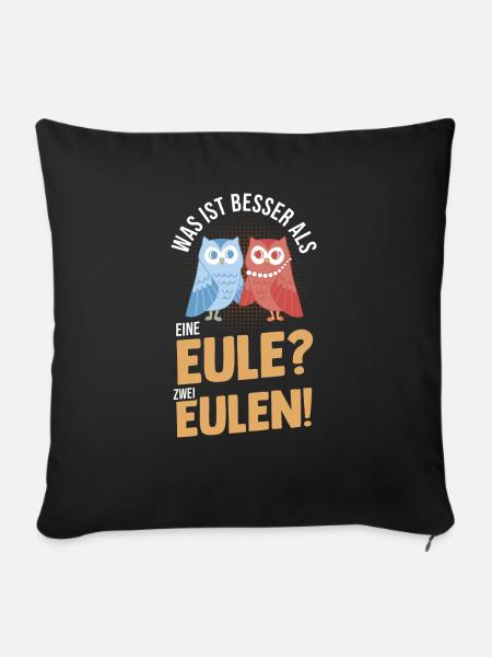 Eulen - Sofakissenbezug 45 x 45 cm - Schwarz