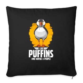 Puffin Bird Gift - Sofa pillowcase 17,3'' x 17,3'' (45 x 45 cm) - black - Front