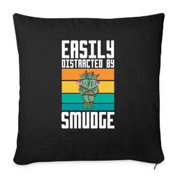 Facilement distrait par la purification des herbes brûlantes - Housse de coussin décorative 45 x 45 cm - noir - Devant