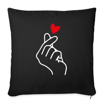 Heart Hand Sign Symbol K-pop K Drama Korea - Sofa pillowcase 17,3'' x 17,3'' (45 x 45 cm) - black - Front