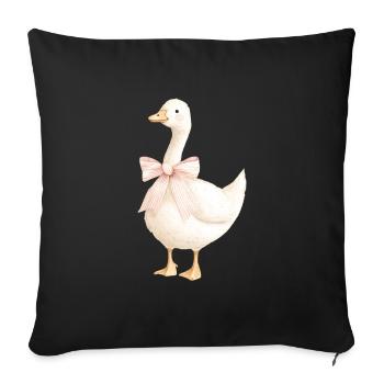 Duck with pink bow - Sofa pillowcase 17,3'' x 17,3'' (45 x 45 cm) - black - Front