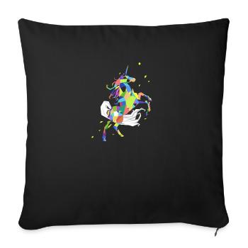 Unicorn Polygon Rainbow Colored Unicorn - Housse de coussin décorative 45 x 45 cm - noir - Devant