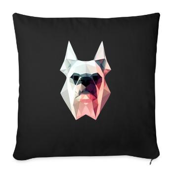 Polygon Design Bulldog animal head colored - Sofa pillowcase 17,3'' x 17,3'' (45 x 45 cm) - black - Front